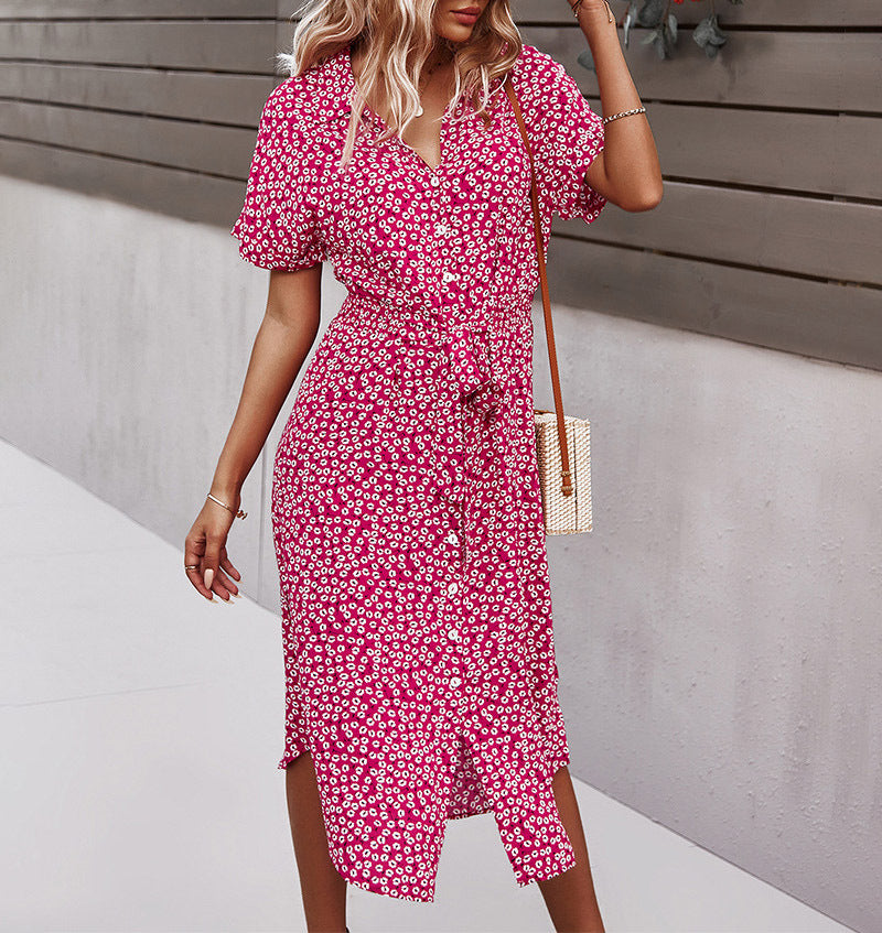 Casual Vacation Style Wide Hem Printed Dress