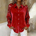 Women's Sequin Sleeve Stitching Long Veet Loose Tops