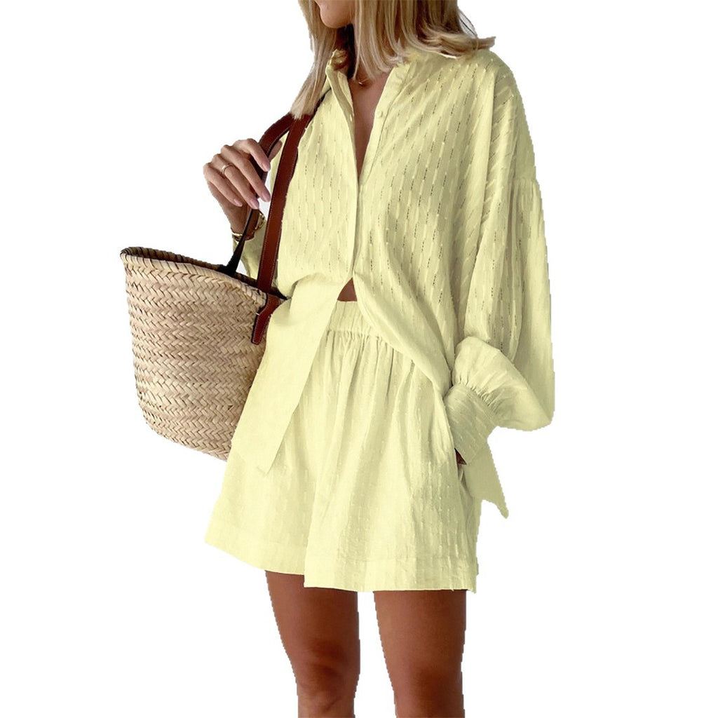 Women's Shirt Jacquard Puff Sleeve Elegant Commuter Design Blouse