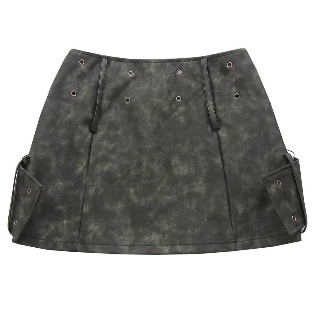 Autumn Unique Cross Belt Design Middle V-shaped Skirt
