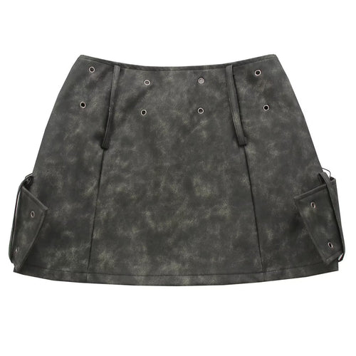 Autumn Unique Cross Belt Design Middle V-shaped Skirt