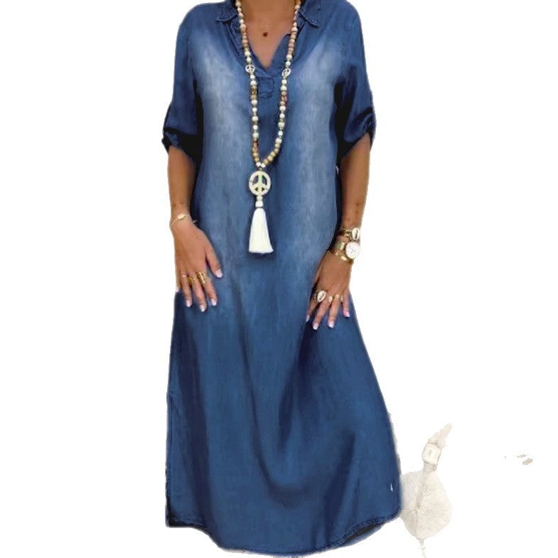 Charming Pretty Women's Loose Washed Denim Dress
