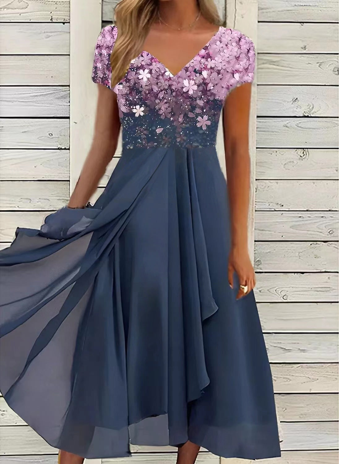 Women's Summer Fashion Urban Casual Patchwork Chiffon Dress