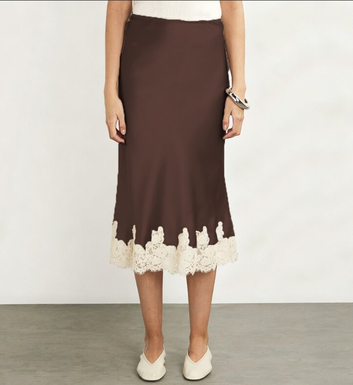 Women's Spring Lace Silk Stitching Vacation Seaside Skirts