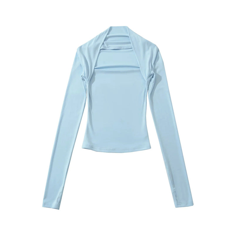 Women's Pure Desire Style Hot Square Collar Raglan Sleeve Slim Women's T-shirt