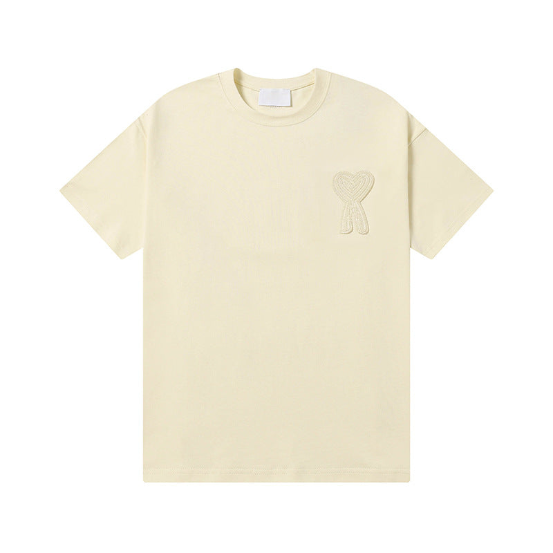 Women's Sleeve Summer Big Love Towel Embroidery Casual Luck Loose Women's T-shirt