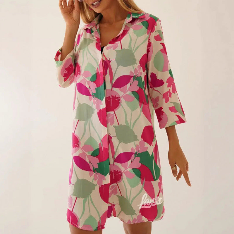 Versatile Fashionable Elegant Printing Lapel Single-breasted Cardigans
