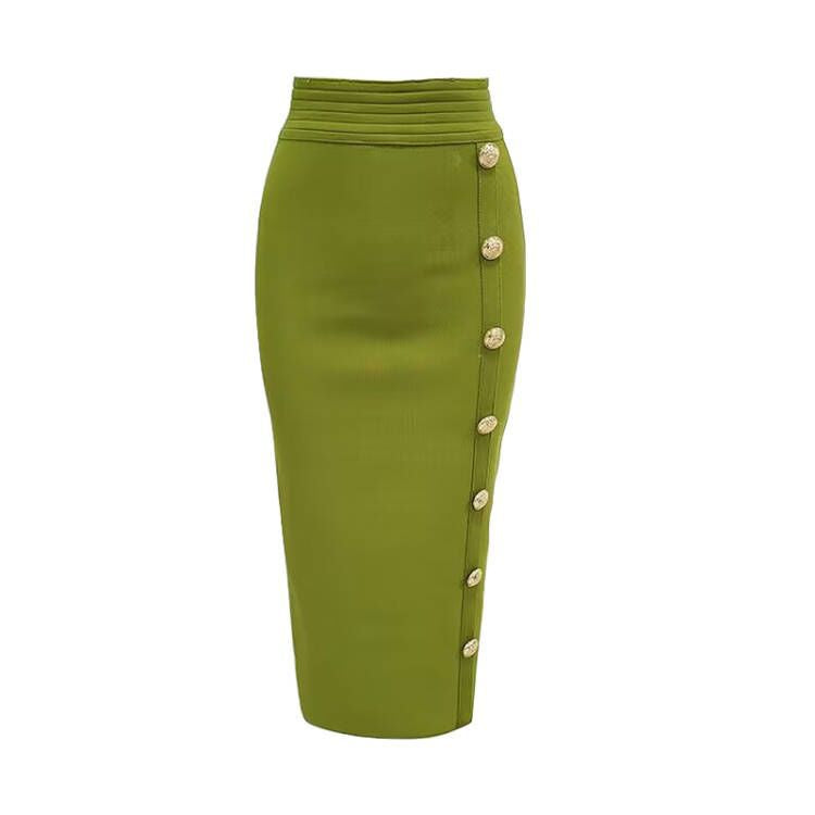 Women's Colors Bandage Sexy Tight Metal Buckle Skirts