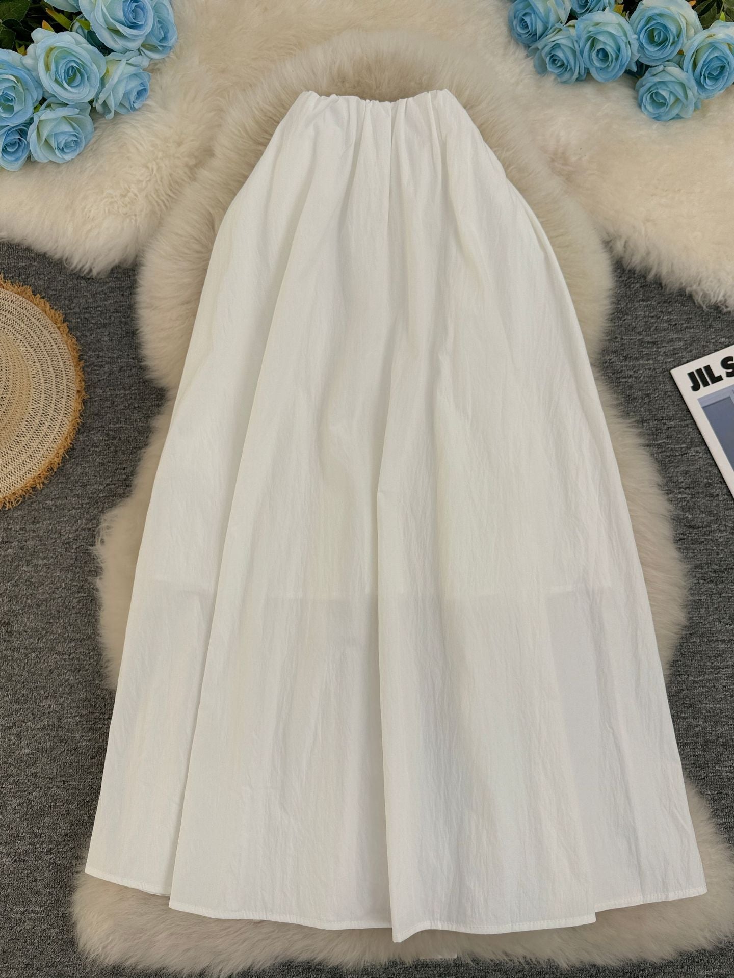 Sense Big Hem Gentle High Waist Slimming A- Line Midi Skirts