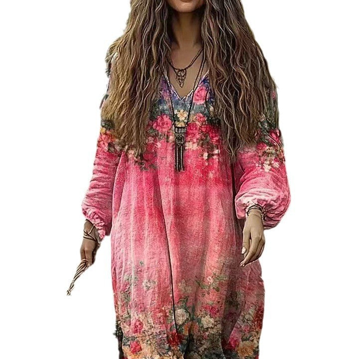 Women's Spring Printed Long-sleeved Other Elegant Dress