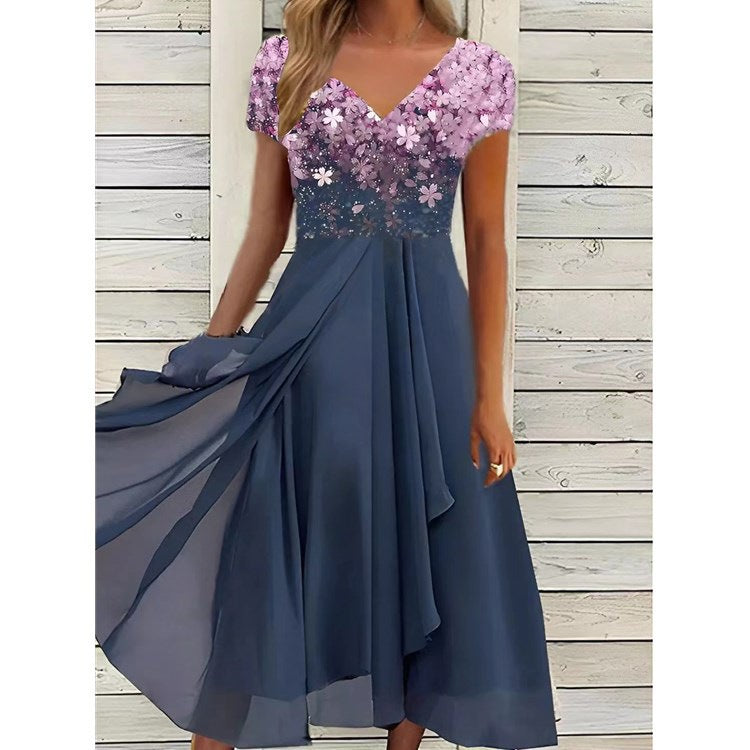 Women's Summer Fashion Urban Casual Patchwork Chiffon Dress