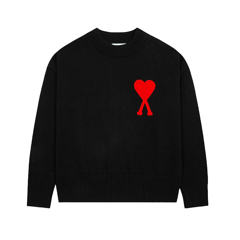 Round Neck Small Love Fashion Female Couple Loose Long Women's Sweater