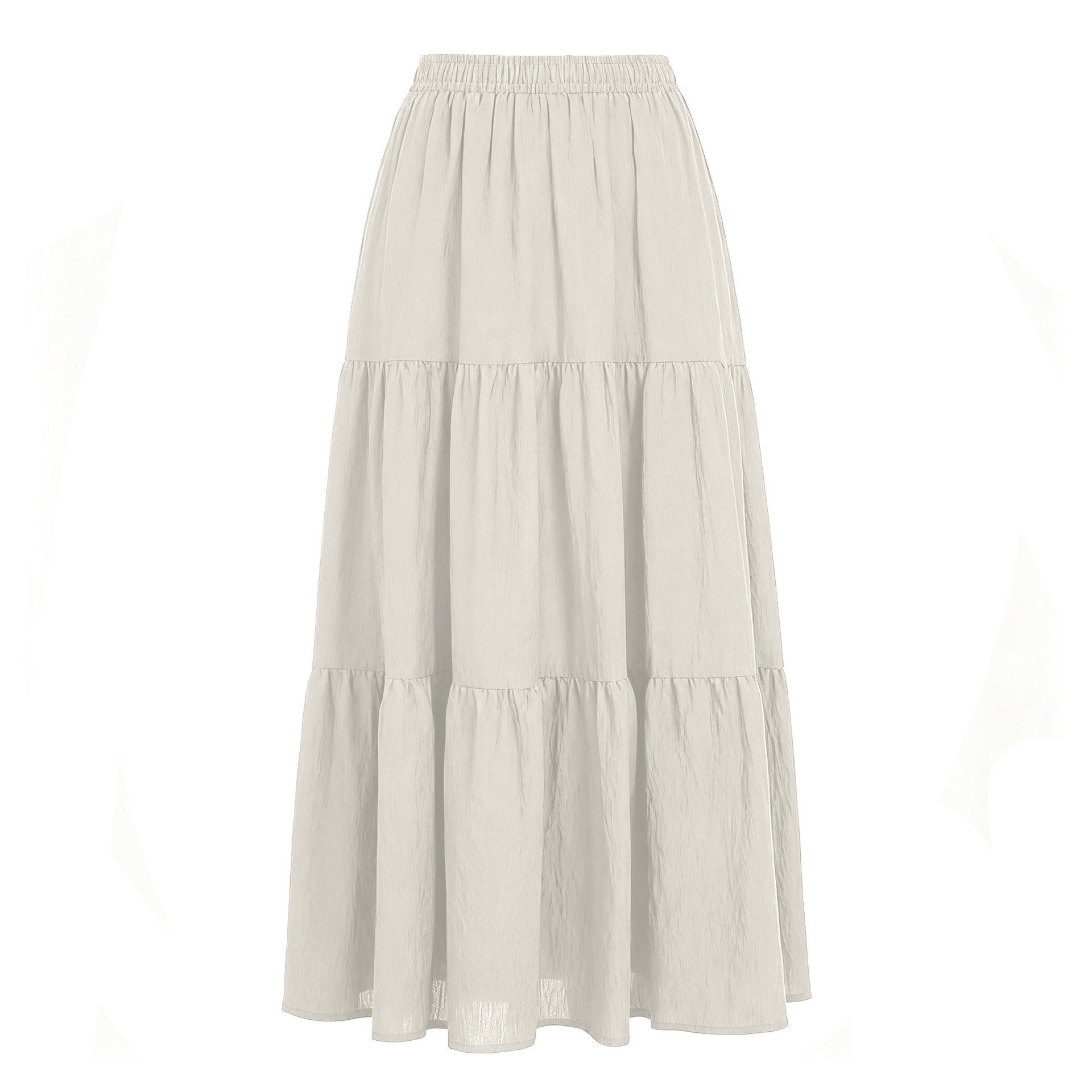Women's Linen Pocket High Waist Elastic Band Lining Skirt