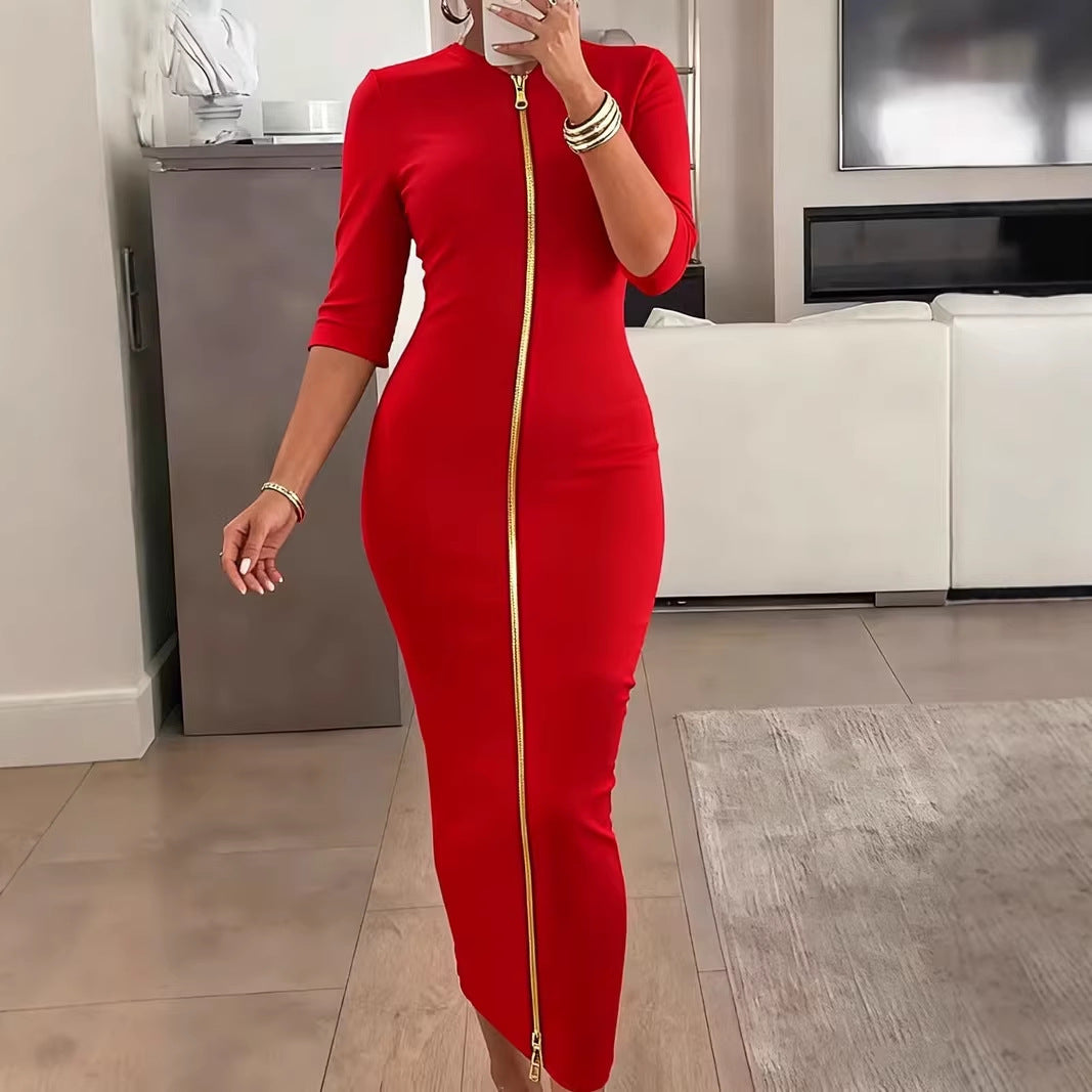 Women's Sexy Waist Trimming Hip Fashion Zipper Skirts