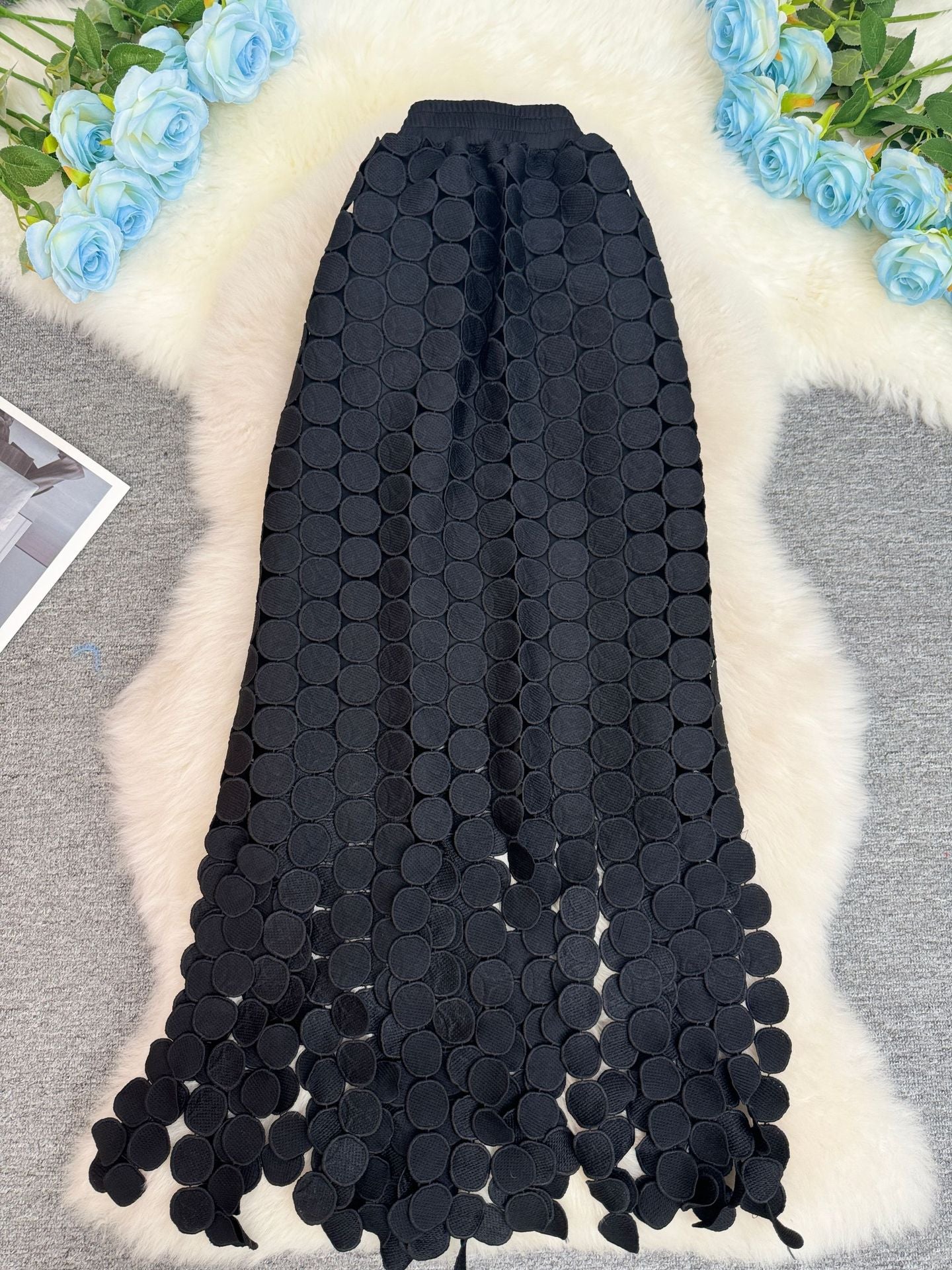 Hollow Dot Tassel Straight Design Sense Sheath Long Skirt