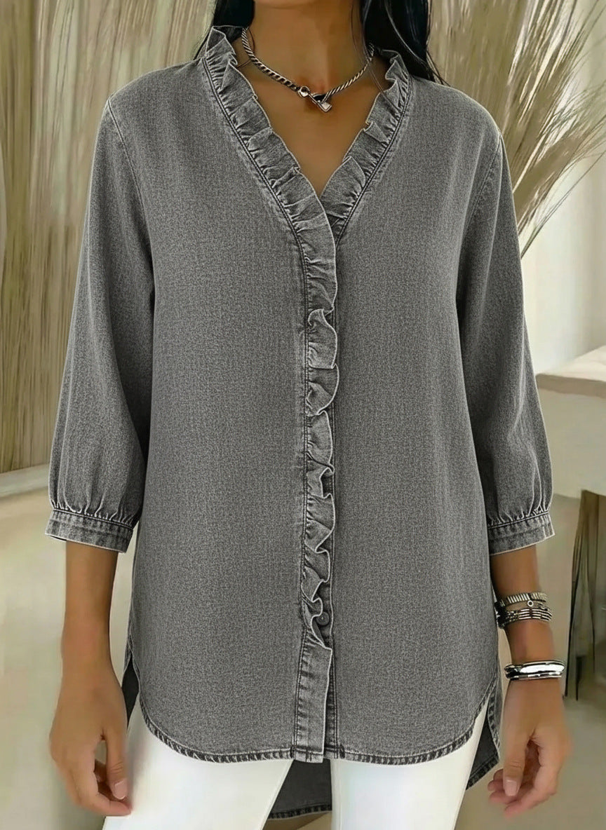 Beautiful Innovative Women's Casual Flounce Shirt Blouse