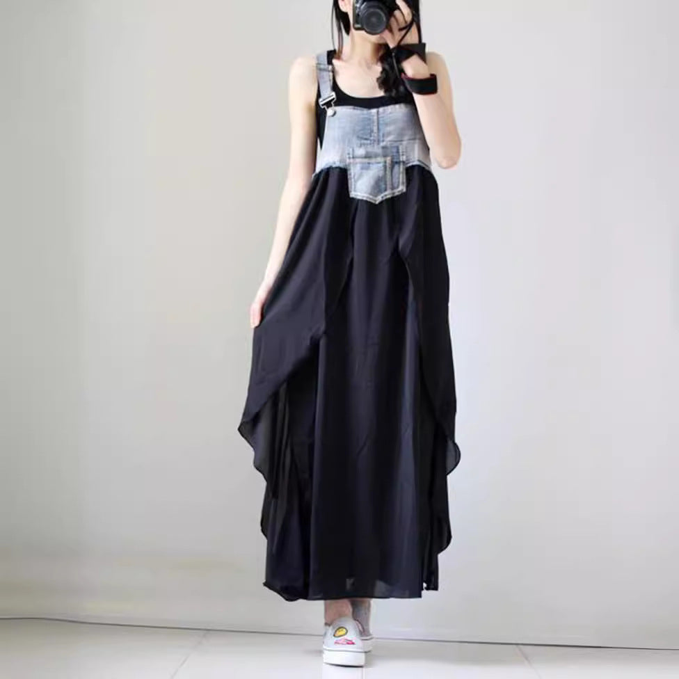 Fashion Ruffles Long Loose Large Denim Dress