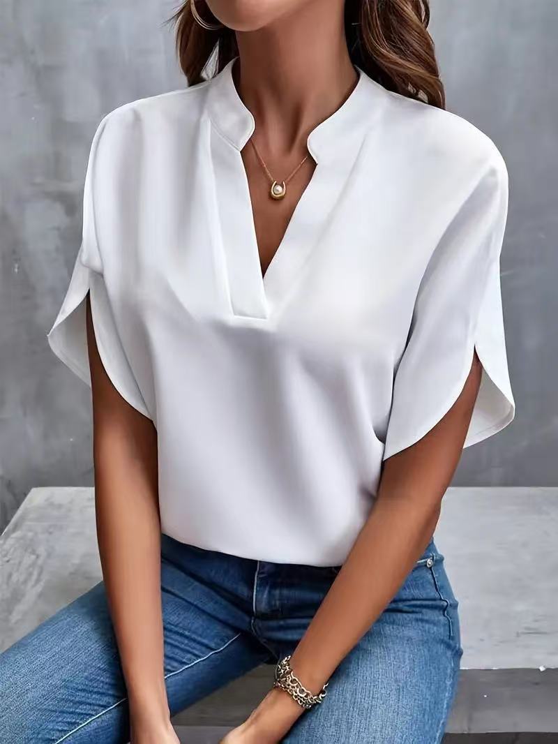 Women's Summer Casual Solid Color Loose Shirt Tops