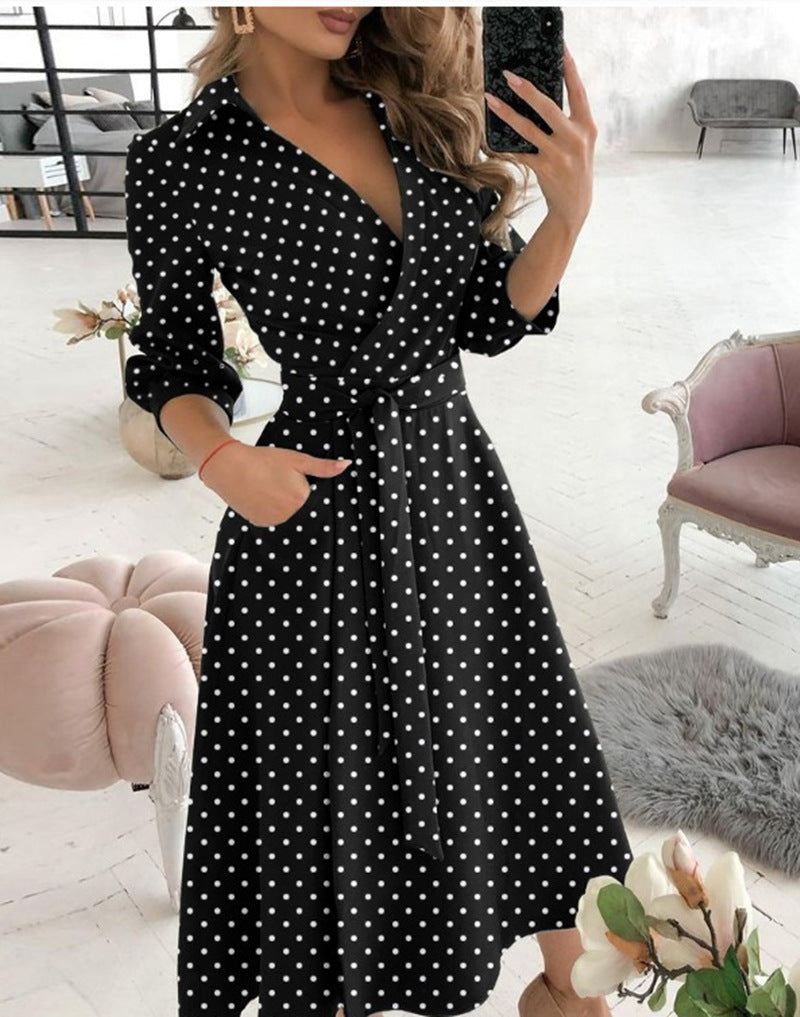 Women's Fashion Long Sleeve Printed Sheath Elegant Dress