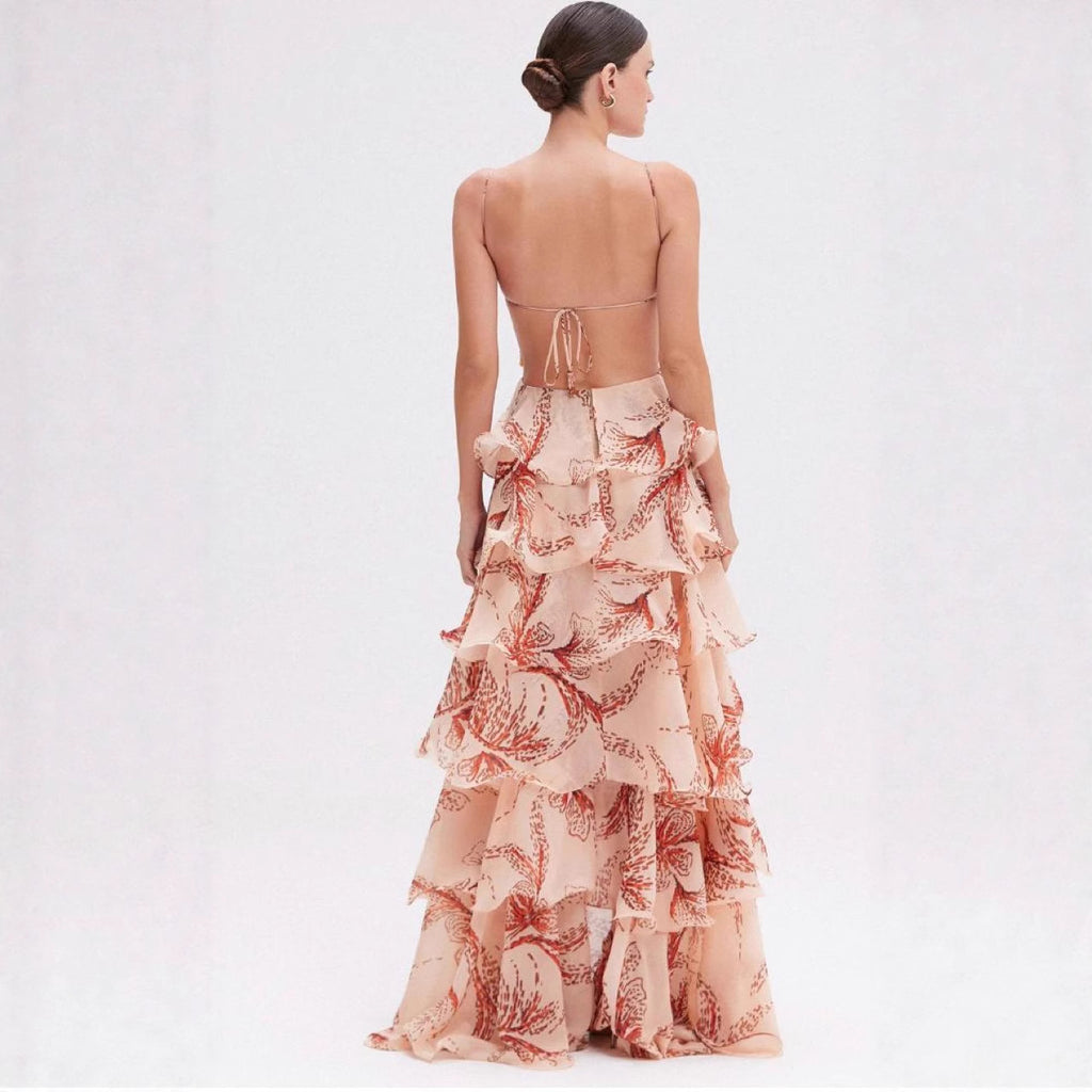 Women's Summer Fashion Ruffled Butterfly Long Dress