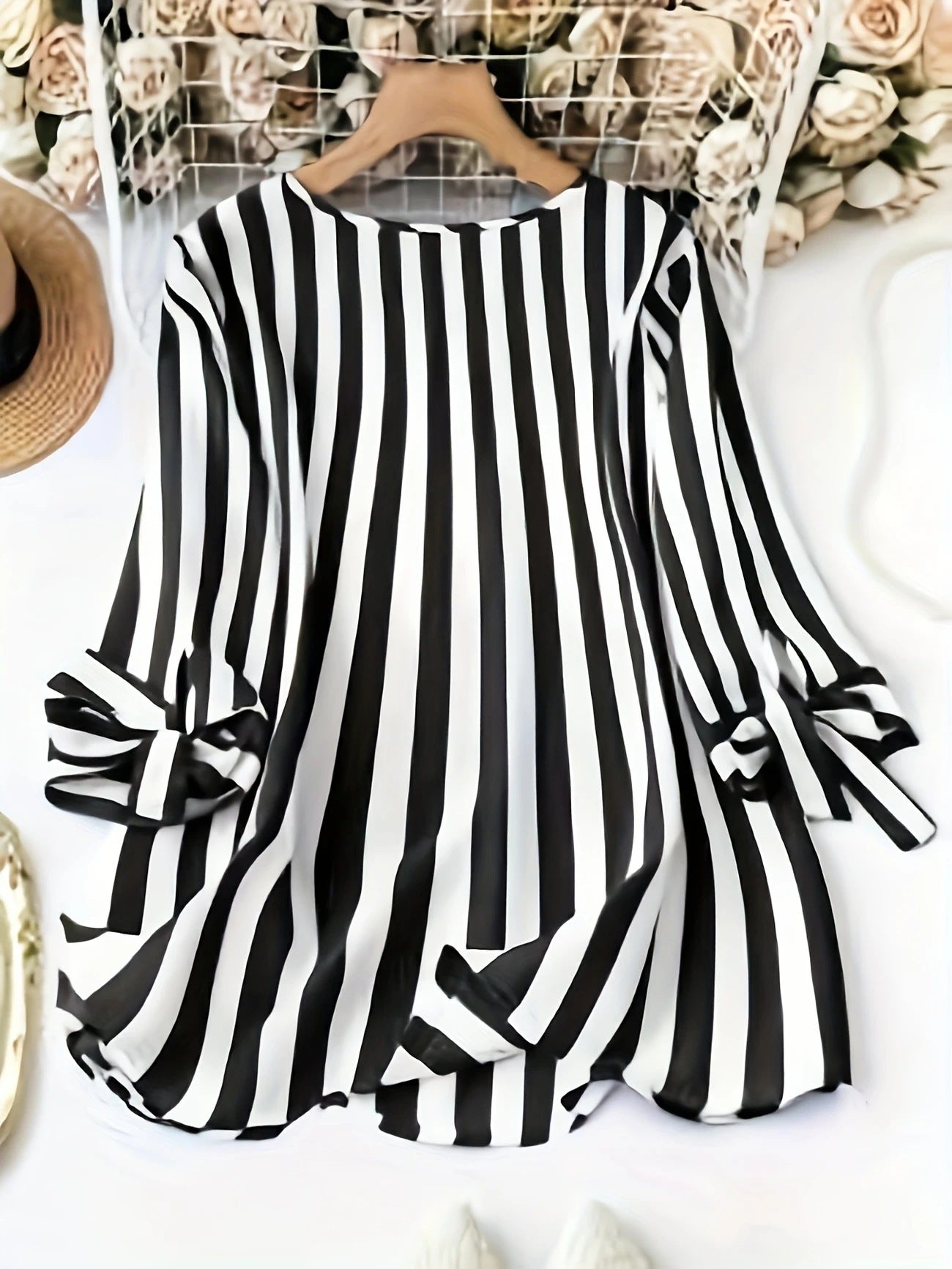 Autumn Summer Striped Three-quarter Sleeve Casual Blouse