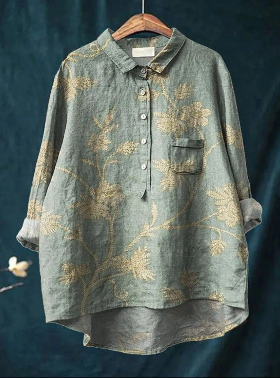 Casual Long Sleeve Shirt Animal Print Blouse