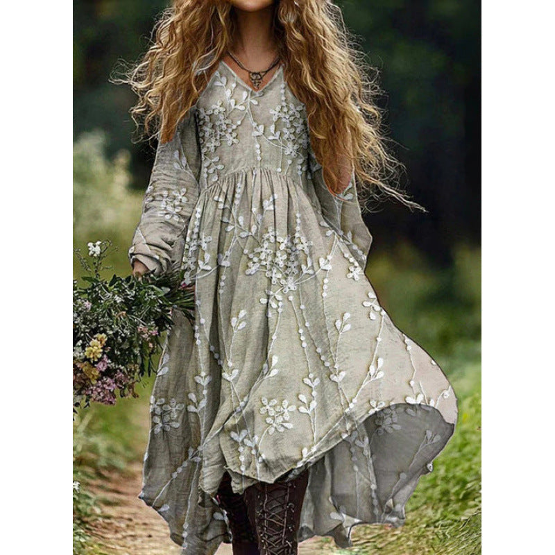 Durable Fashion Beautiful Autumn Vintage Printed Dress