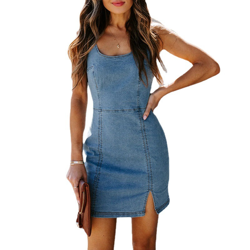 Women's Summer Sexy Denim Tight Backless Hip Skirts