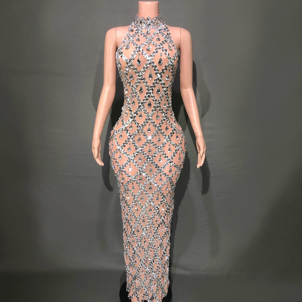 Graceful Women's Shiny Rhinestone Party Formal Dress