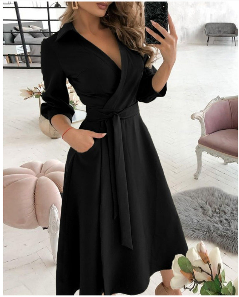 Women's Fashion Long Sleeve Printed Sheath Elegant Dress