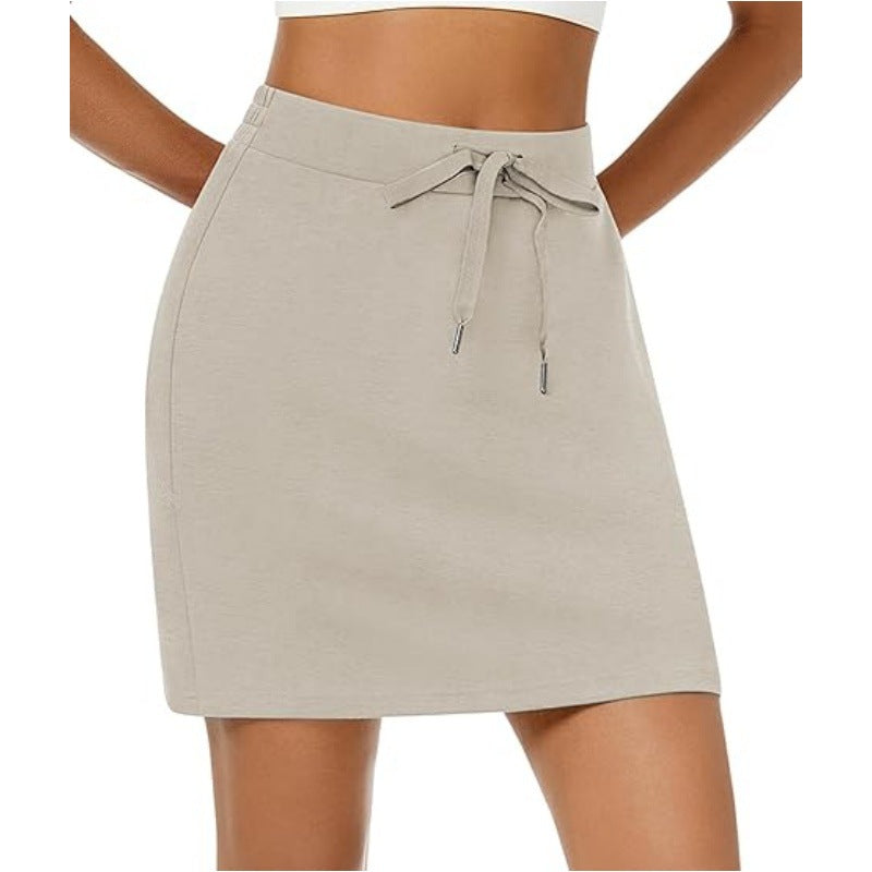 Women's Summer Golf Drawstring Sports Fitness Pocket Skirt