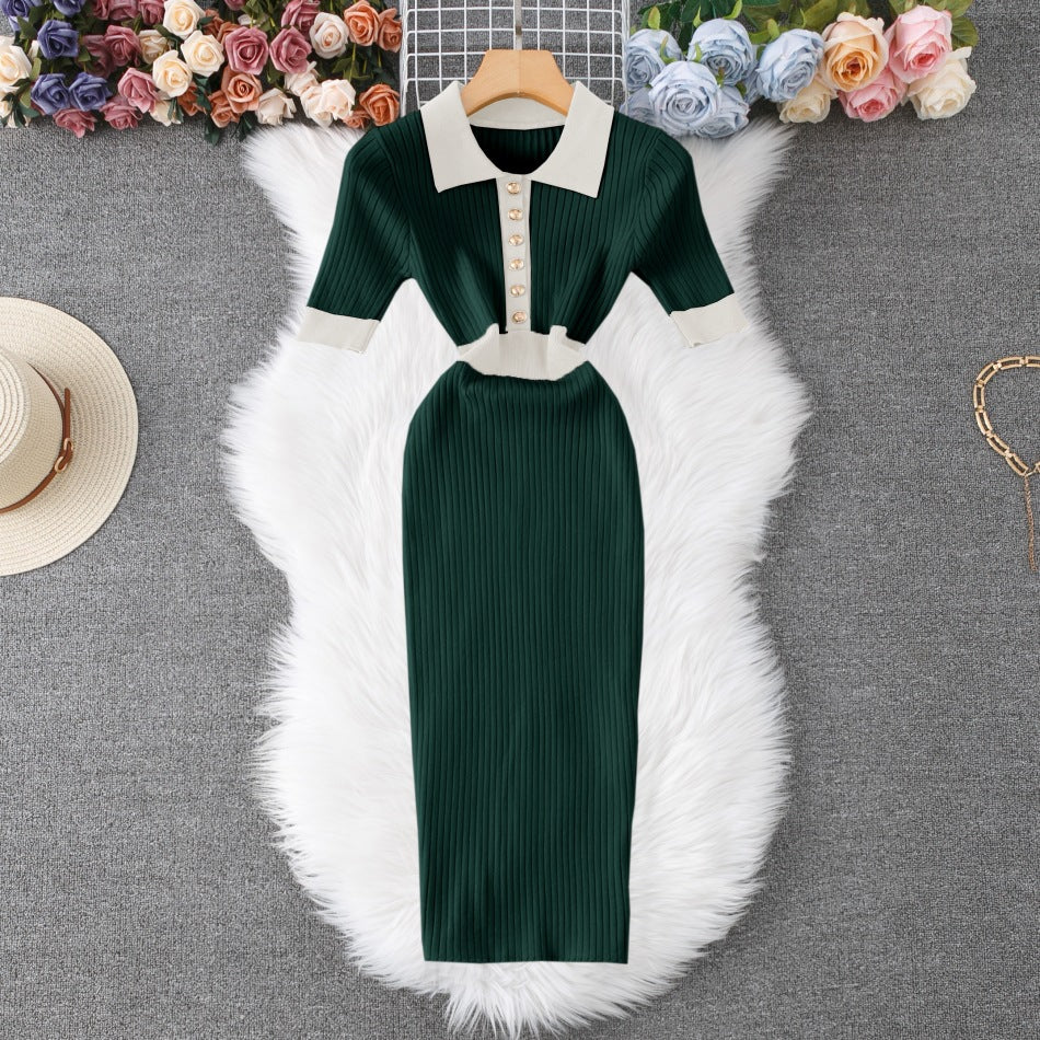 Women's Summer French Style Knitted Slimming Elegant Dress