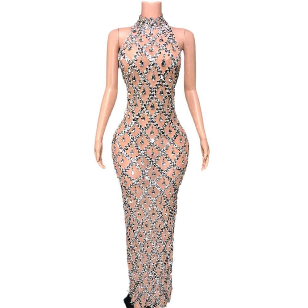 Graceful Women's Shiny Rhinestone Party Formal Dress