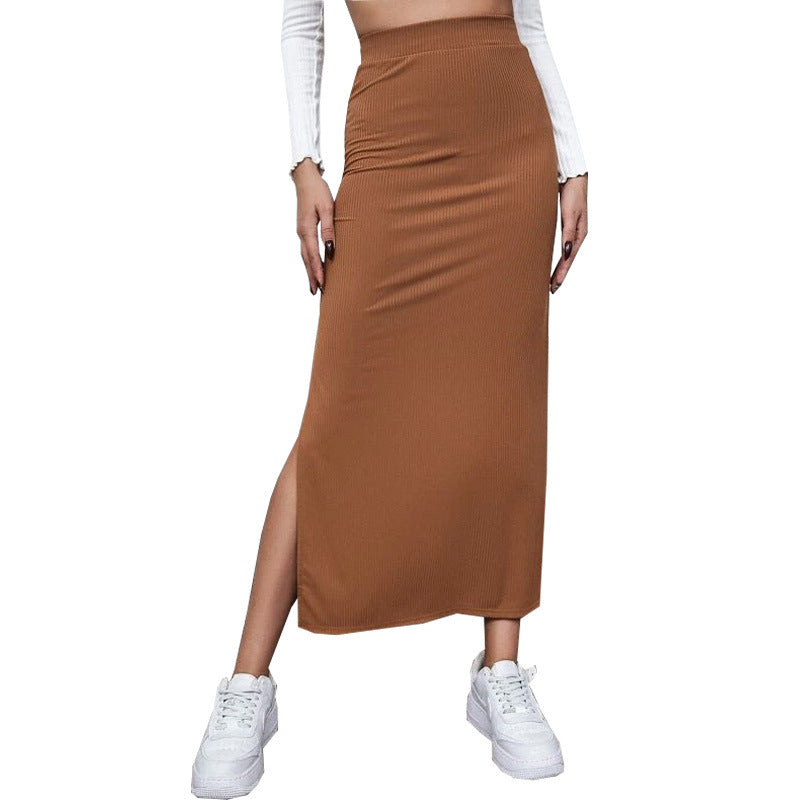 Women's Autumn Solid Color Hip Split Dress Skirt