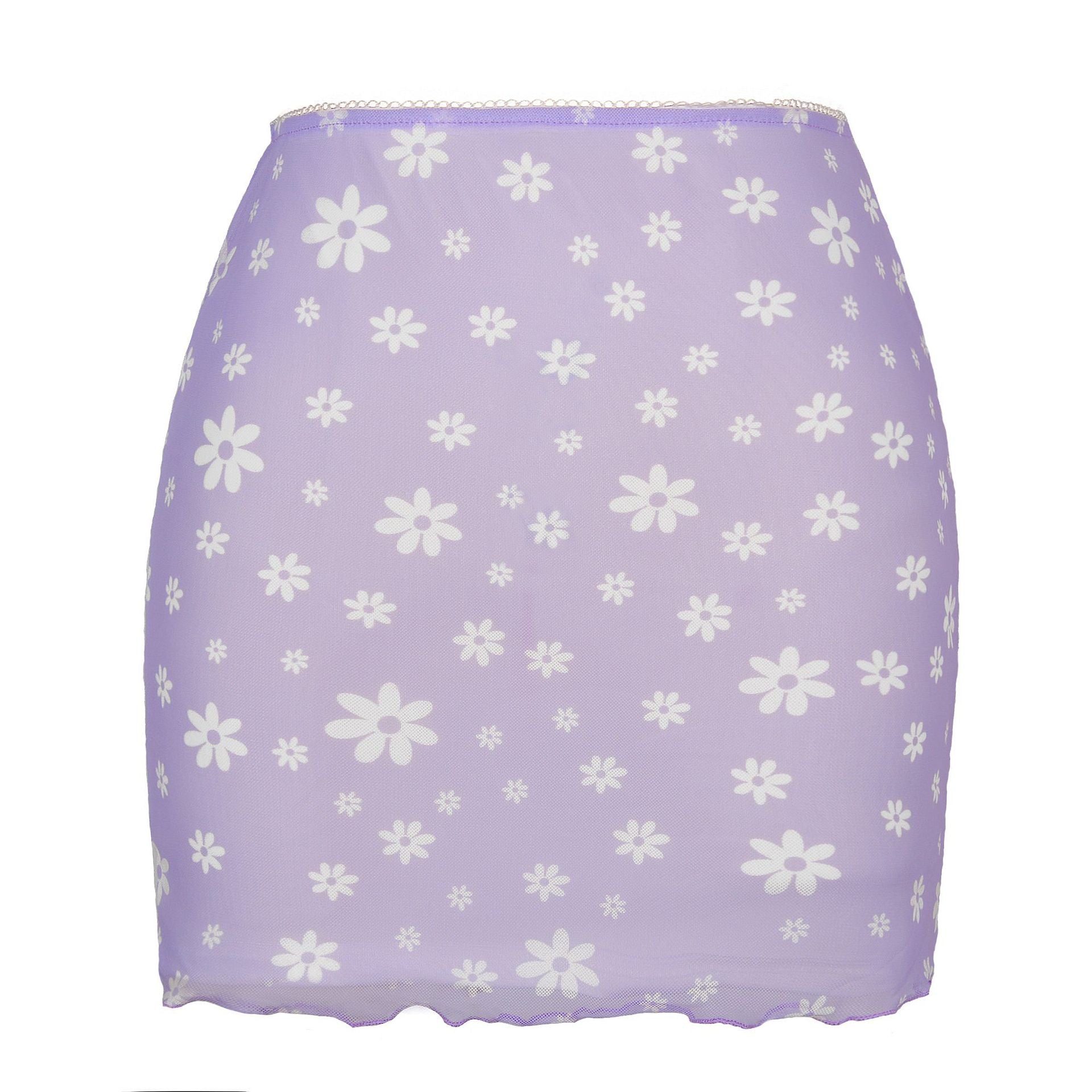 Women's Printed Tulle High Waist Slim Hip Skirts