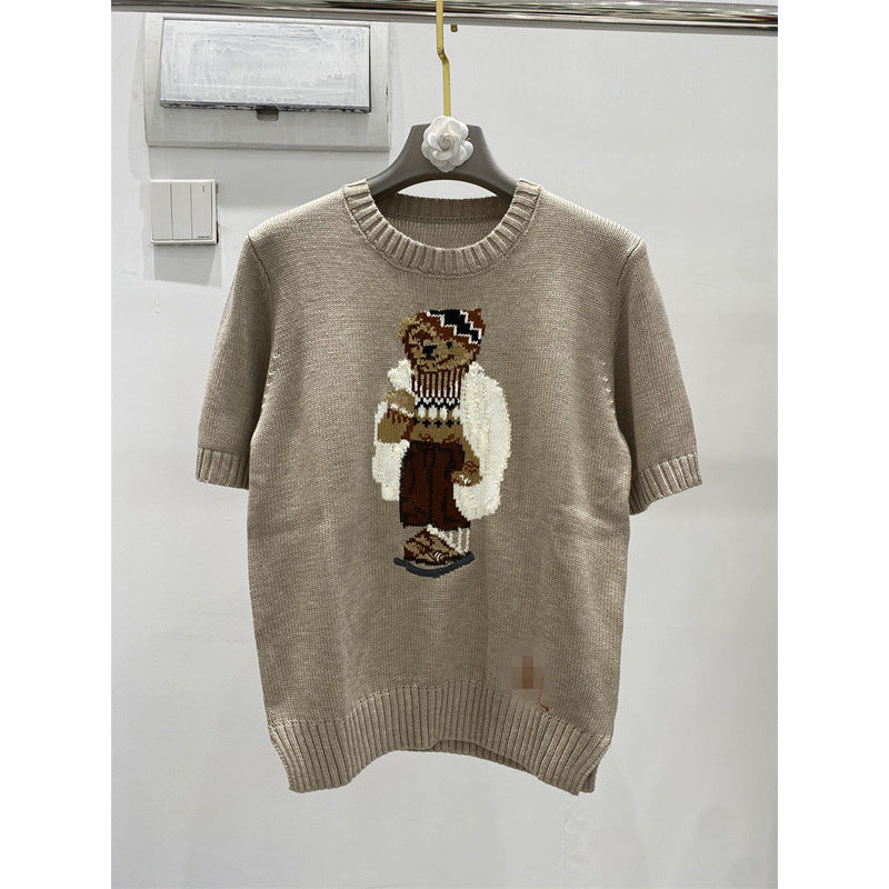 Women's High Quality Cartoon Jacquard Bear Sleeve Shorts