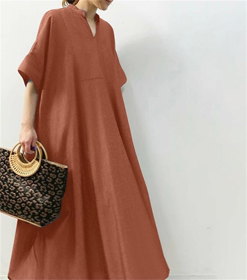 Women's Solid Color Half Sleeve Long Casual Dress