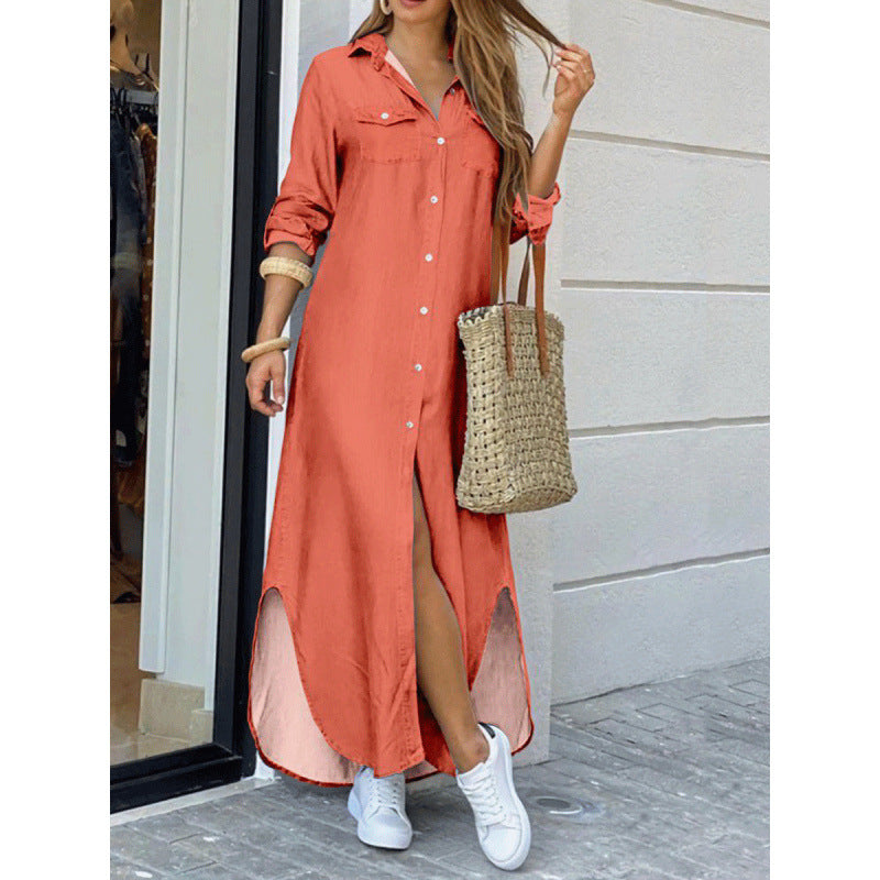 Creative Women's Fashion Sexy Print Shirtdress Dress