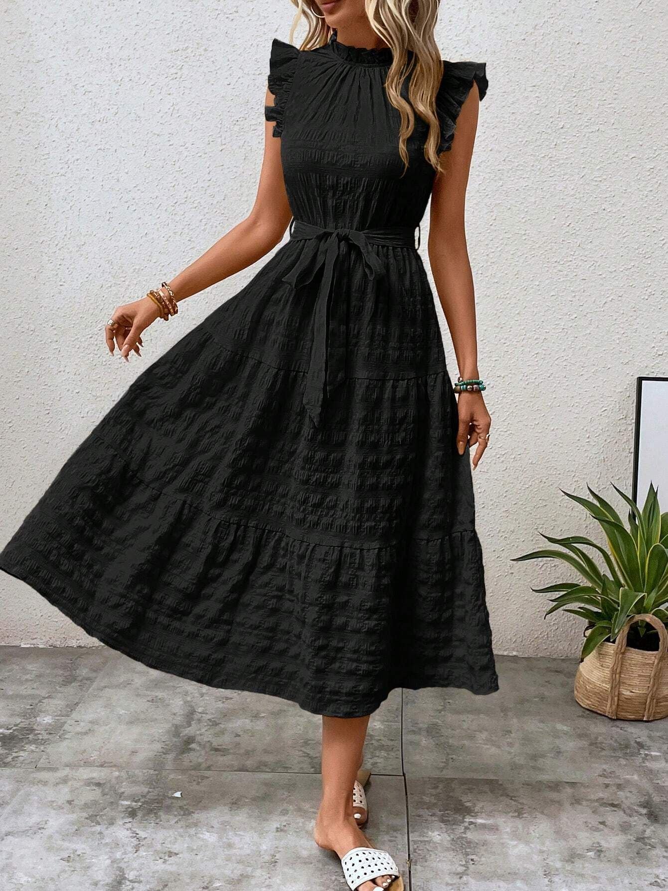 Casual Women's Bohemian Sleeveless Large Swing Dress