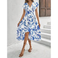 Casual Women's Printed Ruffled Sleeves Elegant Dress