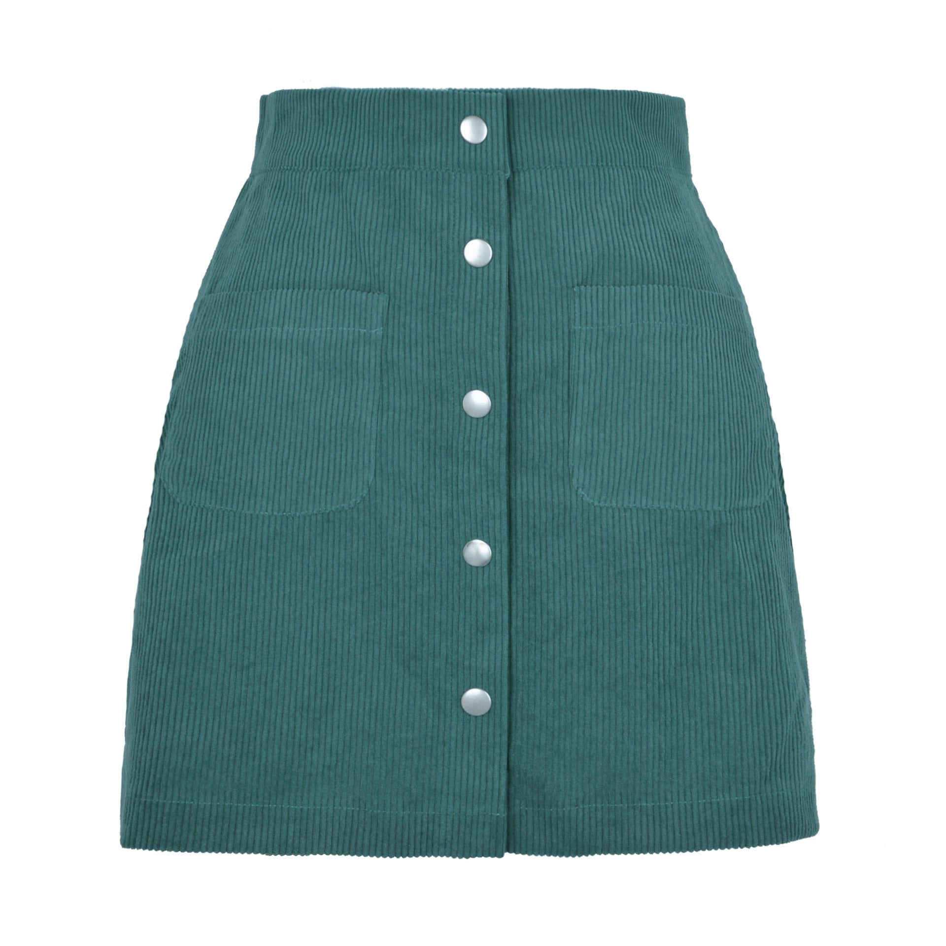 Women's Corduroy Sheath Single-breasted Slim Fit Solid Skirt