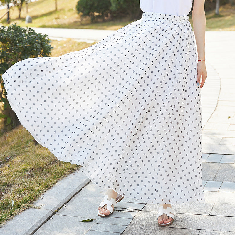 Women's Polka Dot Bohemian Large Swing Skirt