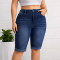 Large Washed Blue Stretch Denim Figure Flattering Women's Jeans