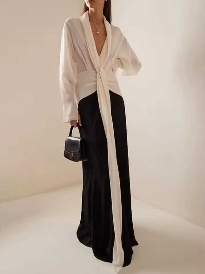 Autumn Elegant Fashionable Temperamental Irregular Solid Dress
