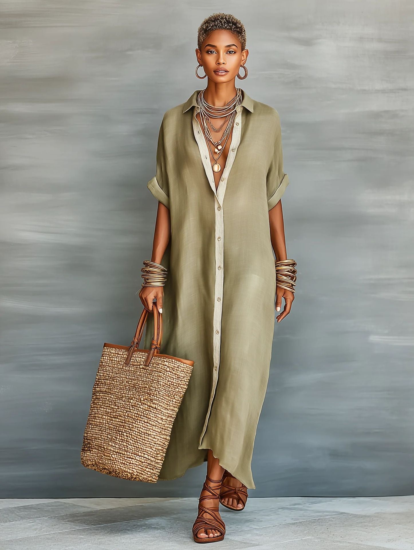 Women's Color Loose Long Shirt Fashion Casual Comfortable Vacation Dress