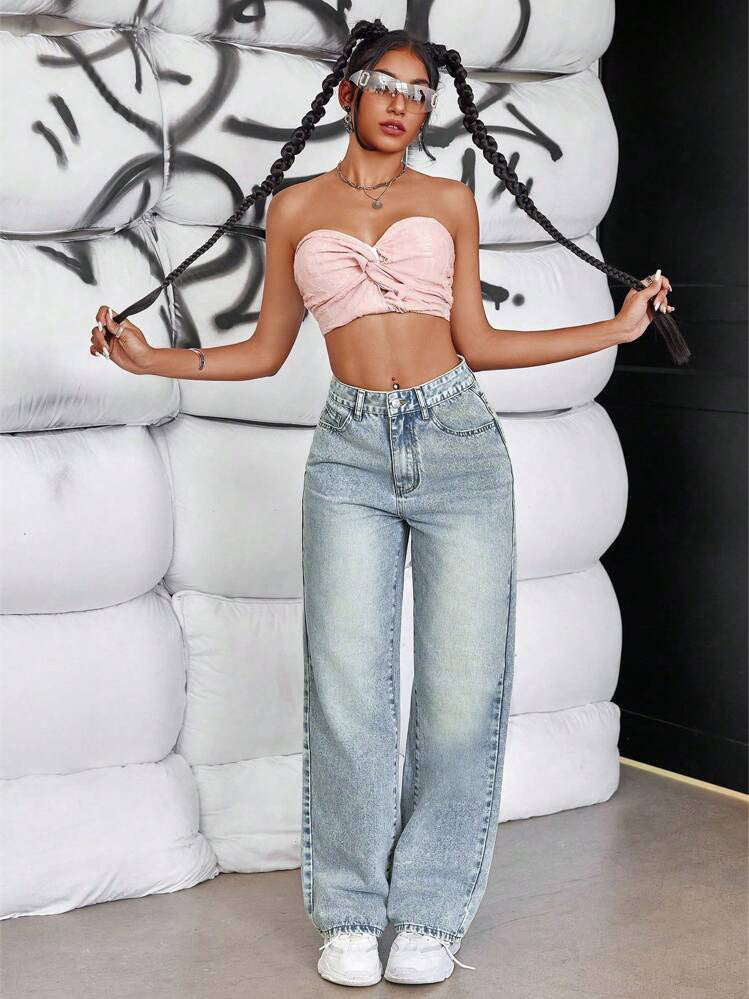 Women's Mei Straight Loose Trendy Wide Leg Women's Jeans