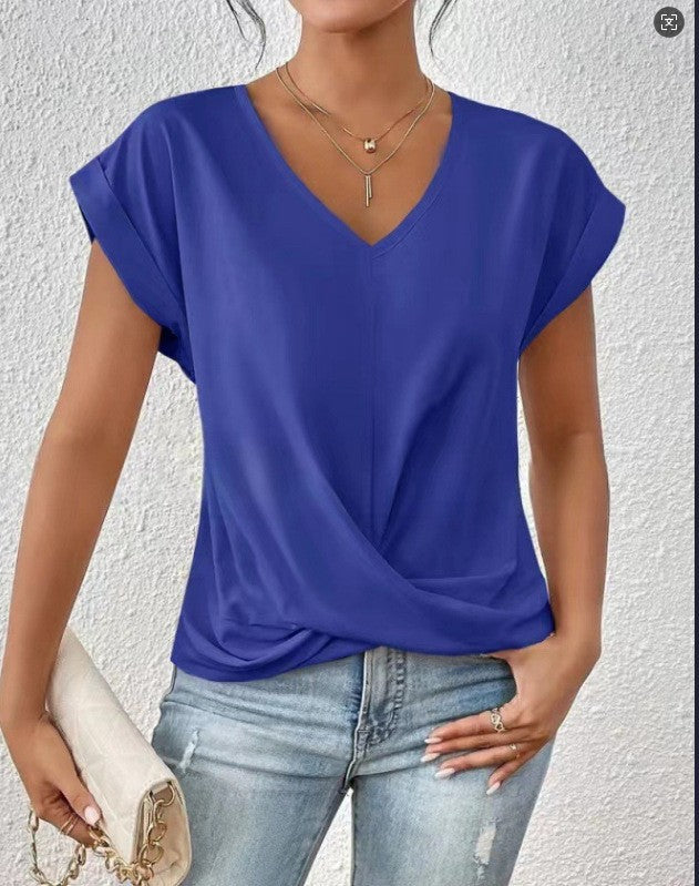 Pretty Women's Solid Color Elegant Sleeve Women's T-shirt