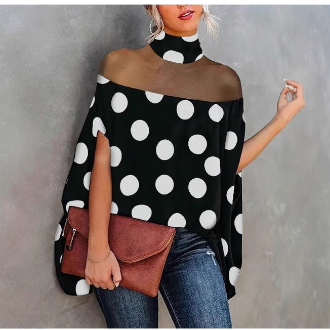 Four Shoulder Cloak Type Loose-fitting Batwing Sleeve Women's T-shirt
