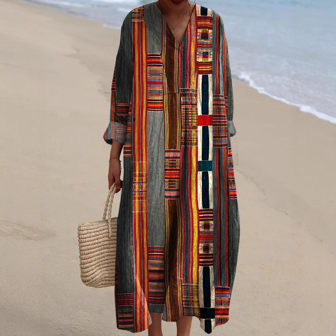 Women's Digital Printing Fashion Slim Printed Long Dress
