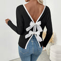 Women's Autumn Sexy Backless Bow Fashionable Women's T-shirt